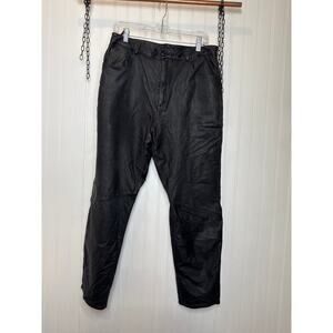 Lew Magram Womens Pants Leather Biker Grunge Black Lined Straight Leg Size 16
